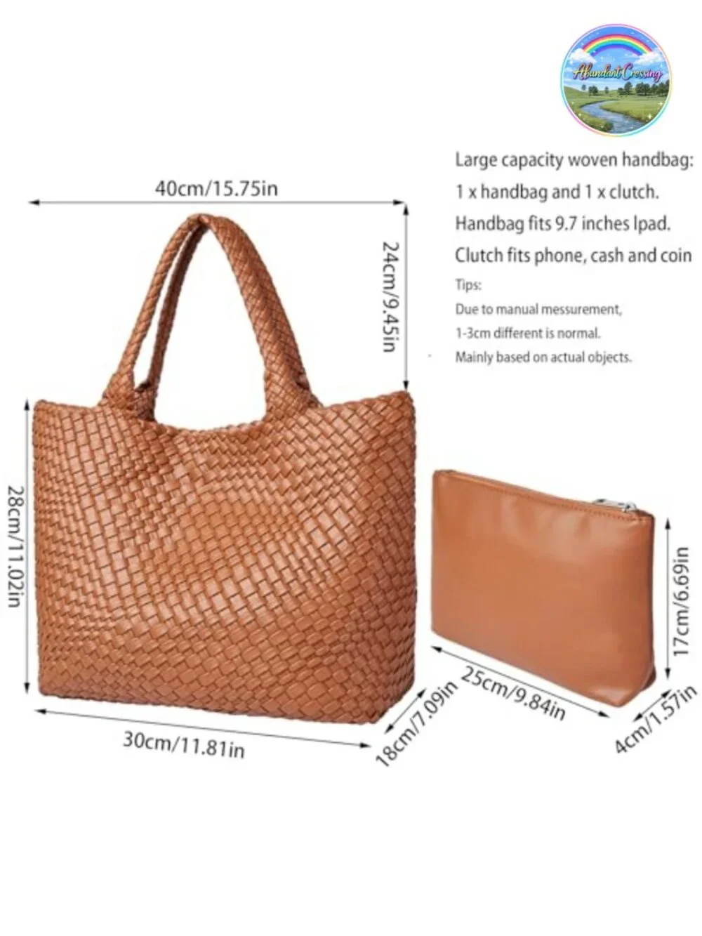 Woven Tote Bag for Women, Top Handle Vegan Leather Shoulder Handbag